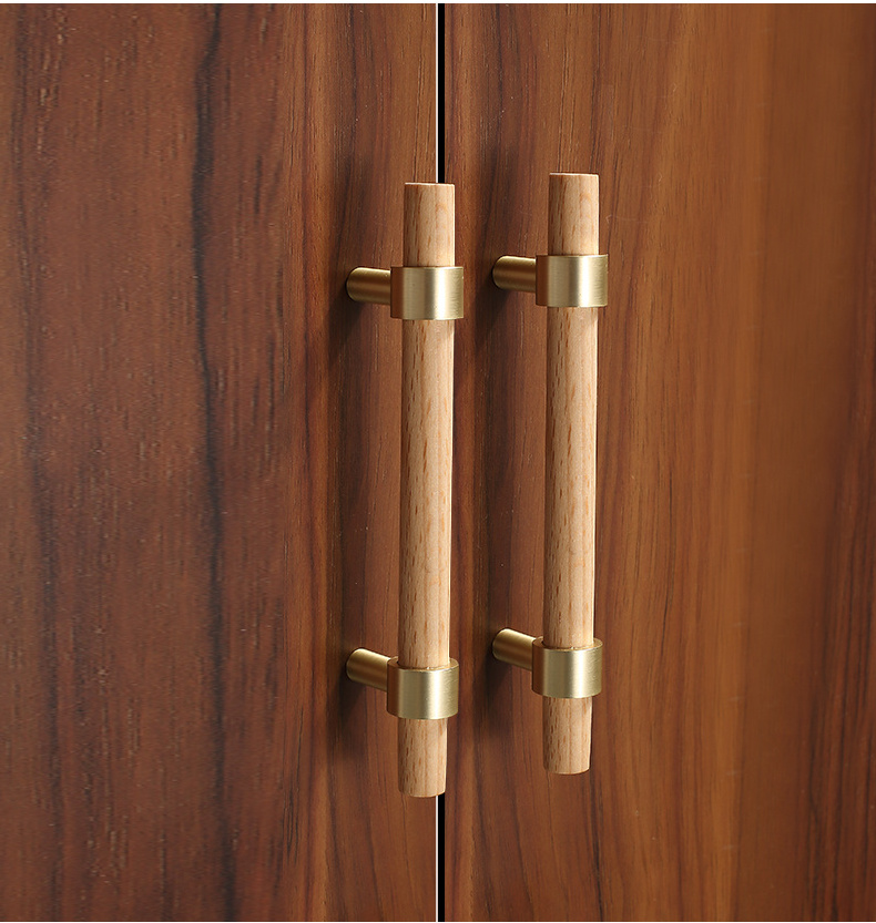 BAOCHUN Top Quality Customized Wooden Cabinet Handles and Knobs Walnut Wood Furniture Handles Drawer Pulls Handles Wooden T Bar