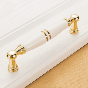 BAOCHUN Zinc Alloy and Ceramics Kitchen Cabinet Handles Kitchen Graceful Wardrobe White Pull Handles Dresser Drawer Knobs