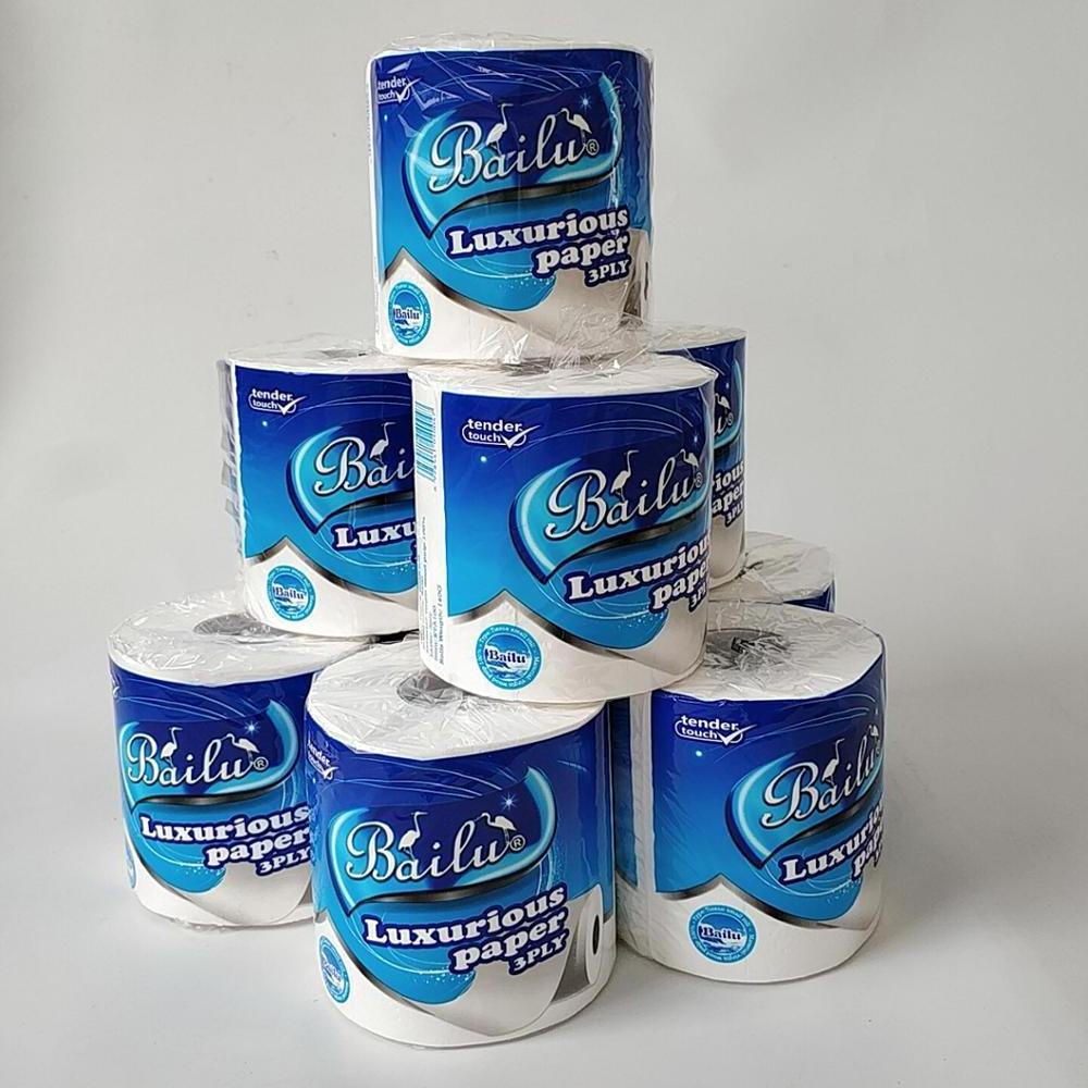 wholesale standard white hygiene blue size virgin wood pulp papel higienico roll tissue toilet paper