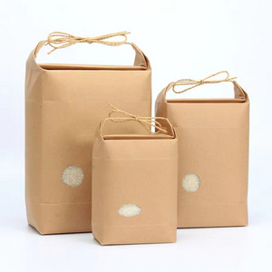 Biodegradable custom kraft bag Quality Brown Natural 2-20KG Rice 5kgs charcoal Bags Kraft Paper Dried Food Packaging Bags