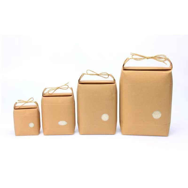 Biodegradable custom kraft bag Quality Brown Natural 2-20KG Rice 5kgs charcoal Bags Kraft Paper Dried Food Packaging Bags