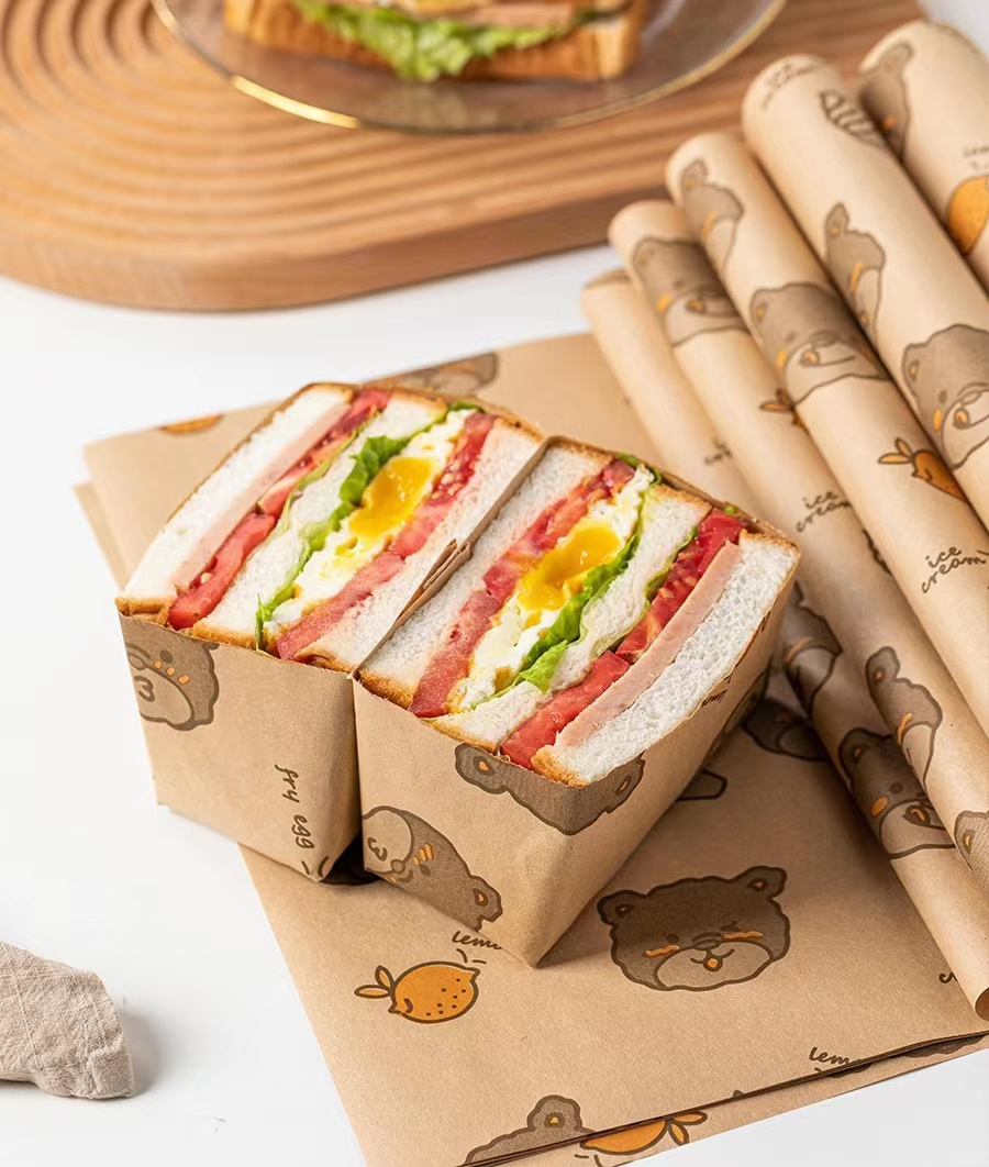 Environmental Friendly Food Grade Cake Pizza Packing Bread Oil Proof Hamburger Paper