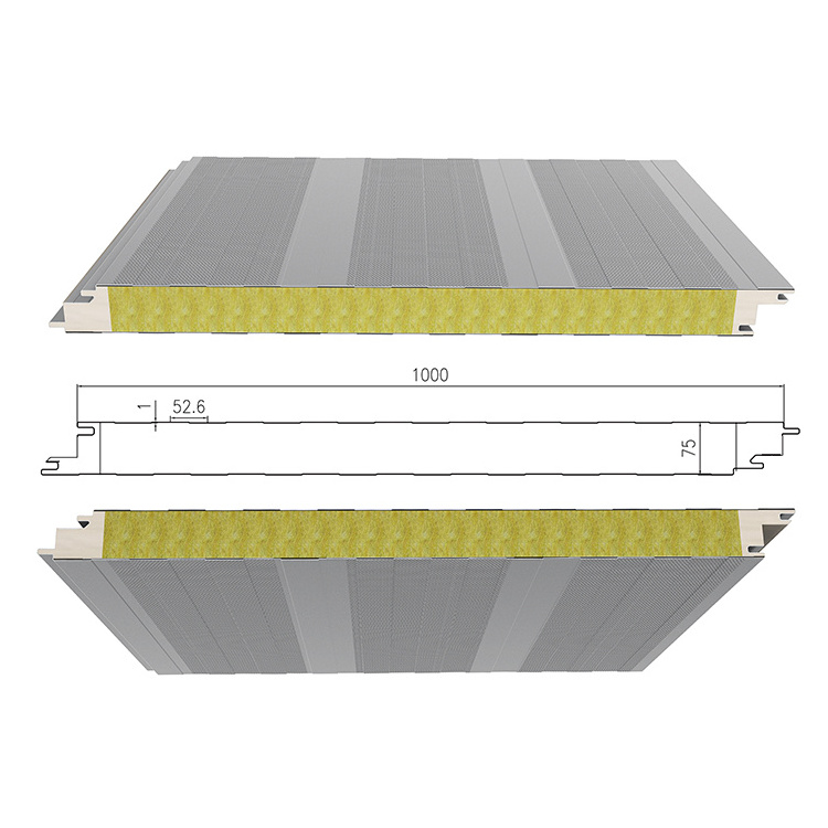 Building Warehouse Insulation PU Glasswool Metal Construction Materials Wall Roof Thermal Rock Wool Insulated Sandwich Panel