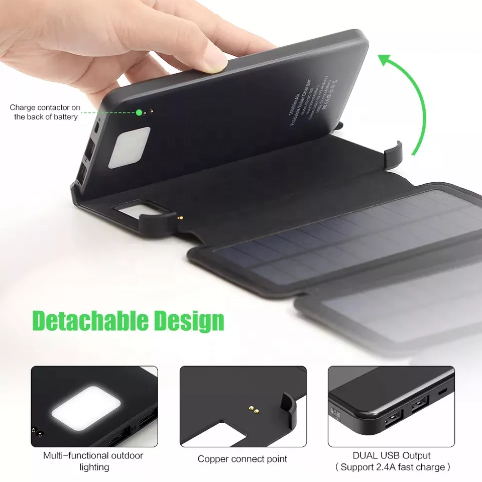 Portable Solar Power Station Quick Charge 3 Solar Powered Foldable Usb Phone Charger Fast Charging Solar Power Bank 20000Mah