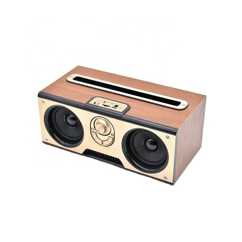 A021 wireless loudspeaker wooden  speaker with mobile stand altavoz inalambrico sound box portable boombox double horn retro