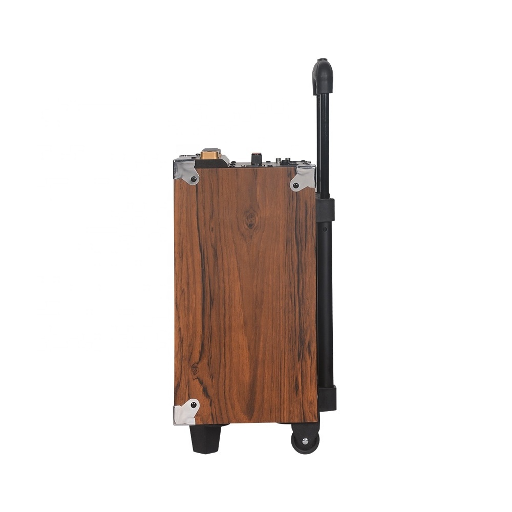 BQ8 40W 8 Inch Trolley Portable Speakers With Microphone Wooden case DJ Karaoke Bass RGB Light Wireless BT MIC USB