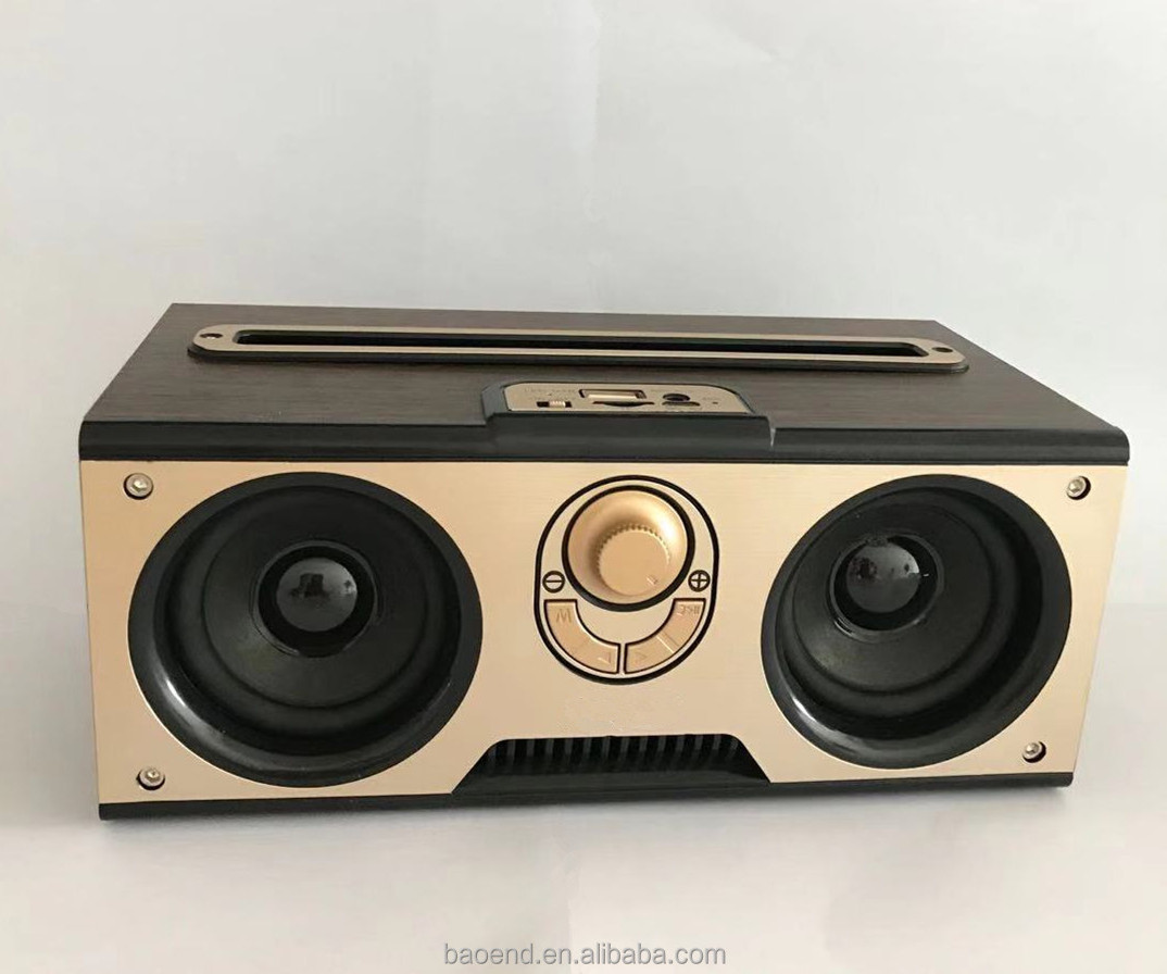 A021 wireless loudspeaker wooden  speaker with mobile stand altavoz inalambrico sound box portable boombox double horn retro