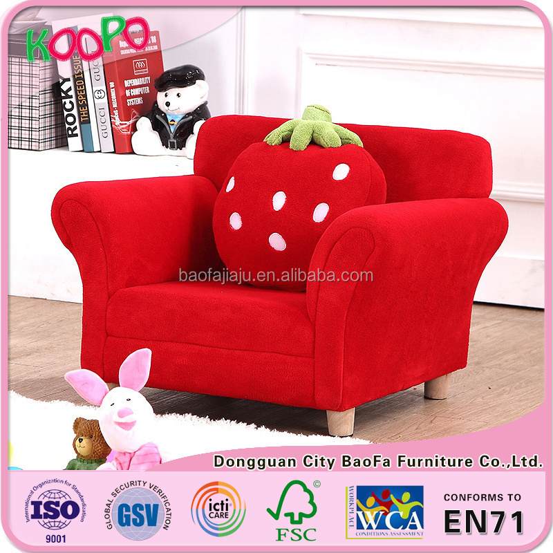 Hot selling Strawberry children single sofa with detachable pillow for preschool children furniture bedroom set