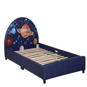 Fashion Cartoon Star Space kids Bed Waterproof and Dirt Resistant Detachable Crib Factory Custom Kids Furniture For kids Room