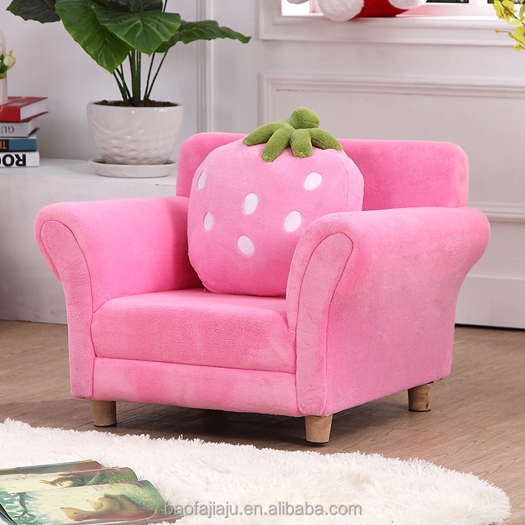 Kids Strawberry Coral Fleece Single Sofa For Living Room