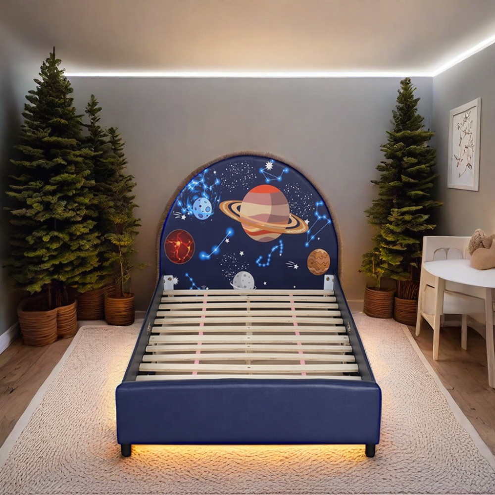 Fashion Cartoon Star Space kids Bed Waterproof and Dirt Resistant Detachable Crib Factory Custom Kids Furniture For kids Room