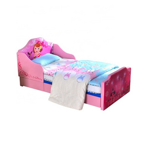 Warm cute kids bed princess cartoon leather dirt resistant crib with drawers girl bed storable children's furniture