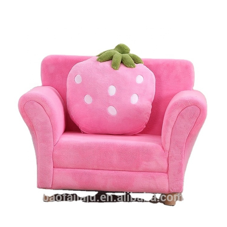 Kids Strawberry Coral Fleece Single Sofa For Living Room