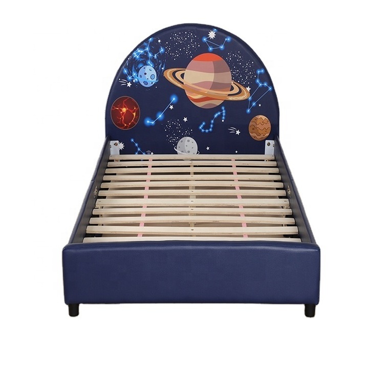 Fashion Cartoon Star Space kids Bed Waterproof and Dirt Resistant Detachable Crib Factory Custom Kids Furniture For kids Room