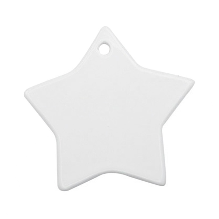 Blank Sublimation Ceramic Ornaments Star Shape Ceramic Pendants for Christmas