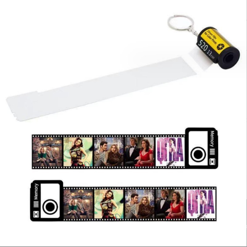 PET plastic loving memory film keychains camera keychain Blank sublimation camera roll keychain