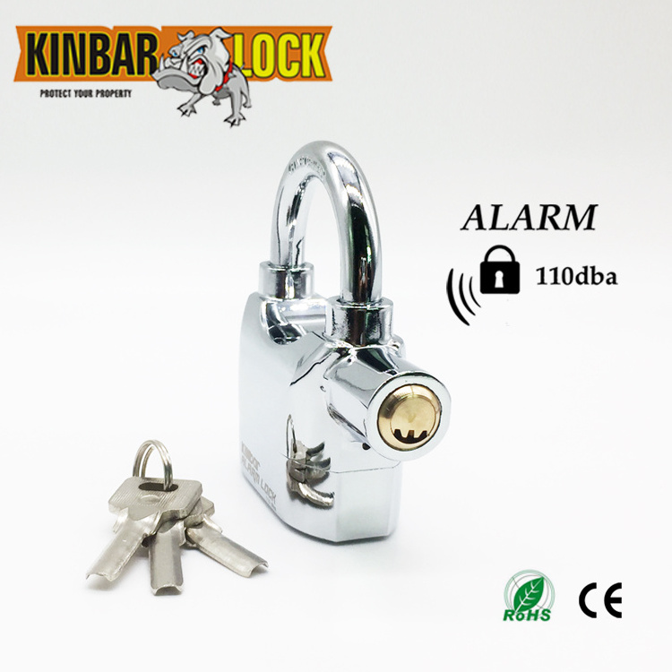 Kinbar zinc alloy black anti-theft Motorcycle alarm lock 110db alarm padlock