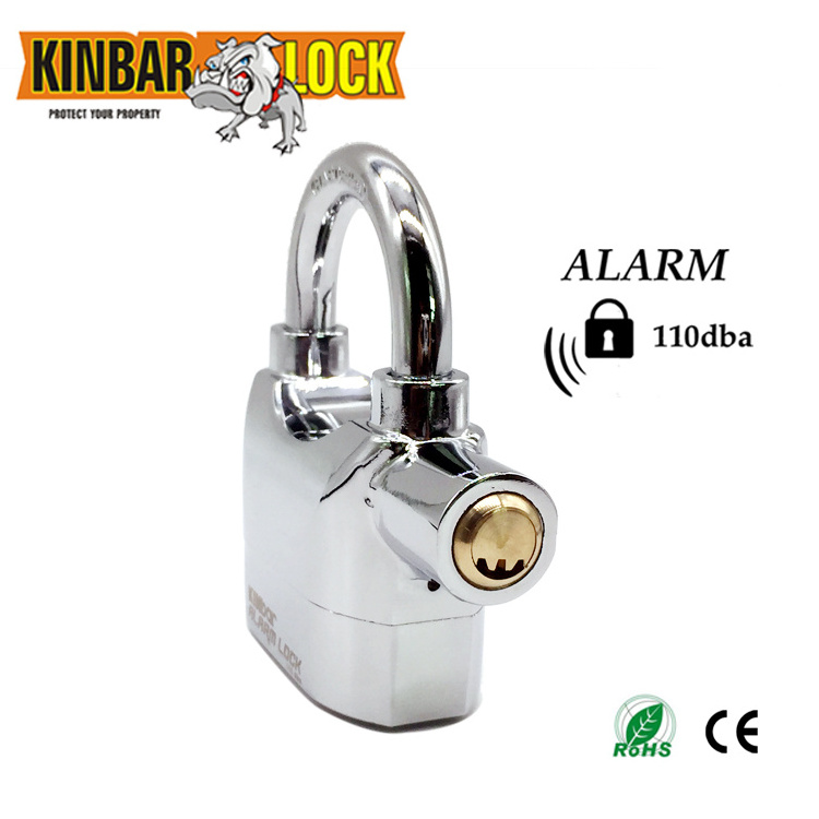 Kinbar zinc alloy black anti-theft Motorcycle alarm lock 110db alarm padlock