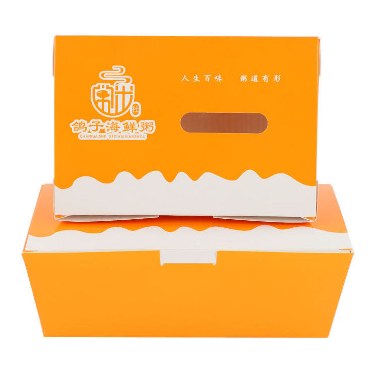 Orange Hotdog Box Disposable Food Container Takeaway Hot Dog Tray Hot Dog Packaging treat Paper Box