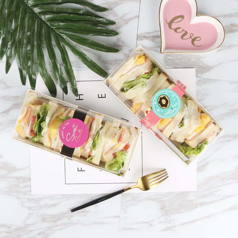 Paper Sandwich Box with Window Box for food packing Food Grade Disposable Kraft Paper Container treat Cake Box