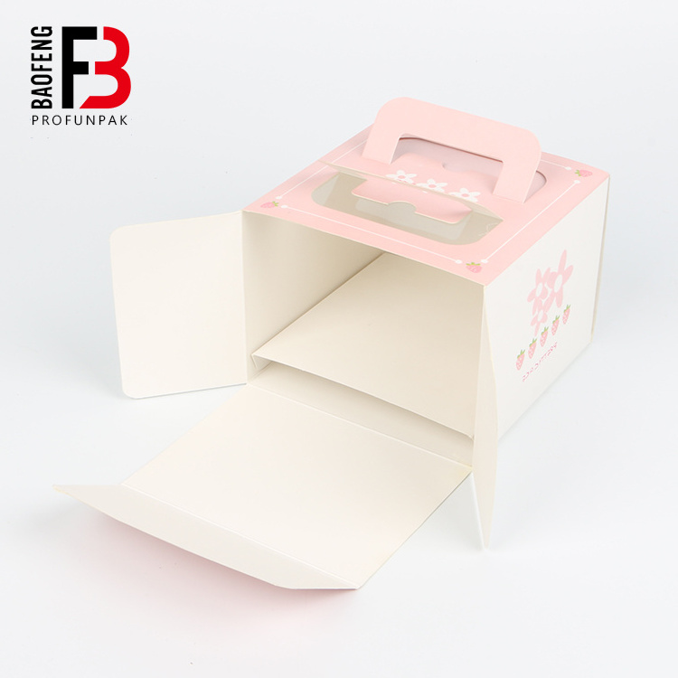 Custom Printed Cheese Cake Box Cake Carrying Box Birthday Cake Packaging Box with Handle Kraft Paper Color Other Food Accept