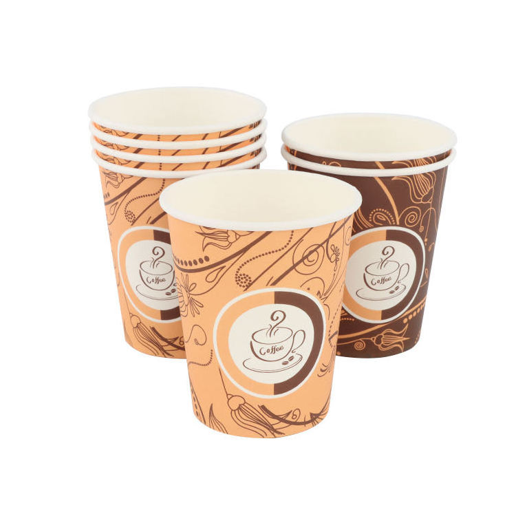 Custom Single Wall Disposable Coffee Paper Cups Biodegradable Print Material for Tea Drink Water for Craft and Beverage Use