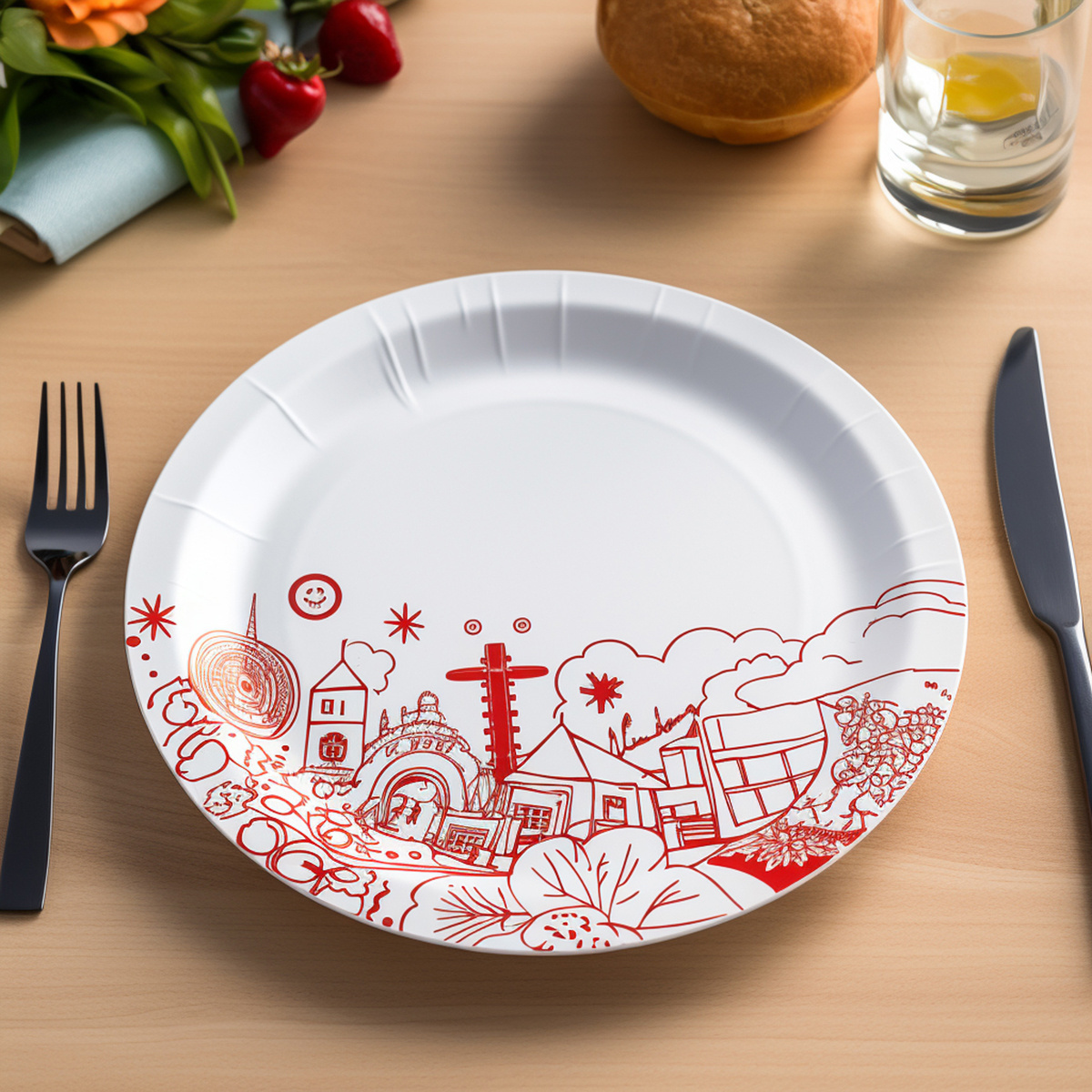 Wholesale Custom Printed Biodegradable Disposable Paper Plates 6 9 10 12 Inch Restaurant Parties Eco-Friendly Dish Packaging