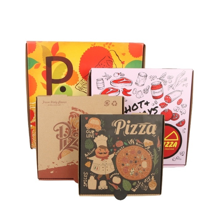 Pizza Box Printed Paper Boxes Pizza Design Wholesale Customized Corrugated Board OEM Food & Beverage Packaging,food Offset