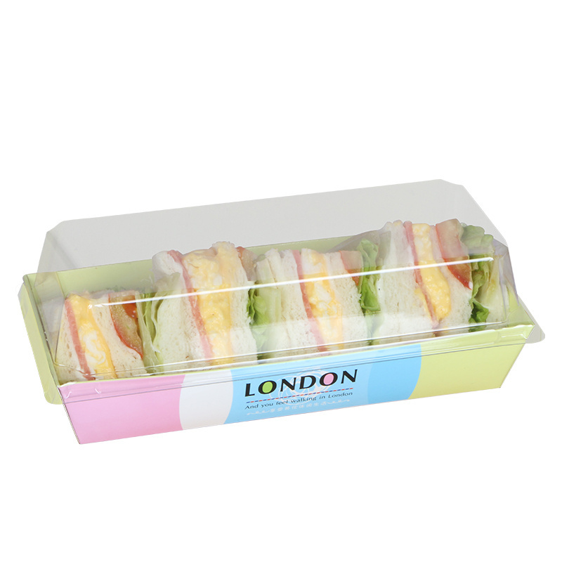 Paper Sandwich Box with Window Box for food packing Food Grade Disposable Kraft Paper Container treat Cake Box