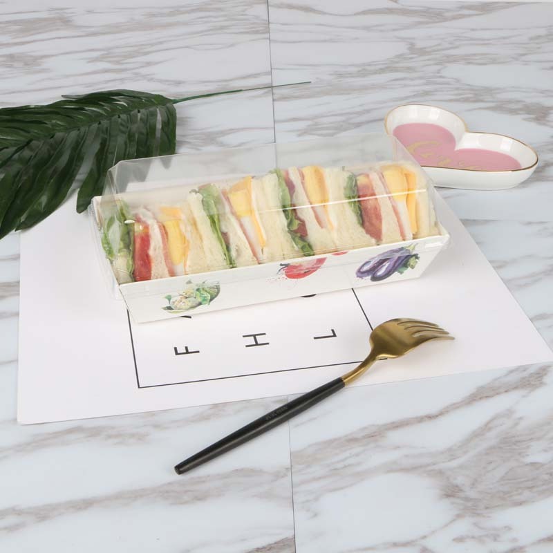 Hot Sale Eco-Friendly Kraft Pulp Paper Box with Clear Plastic Lid Rigid Packaging for Biscuit Cake Sushi Foil Specifications