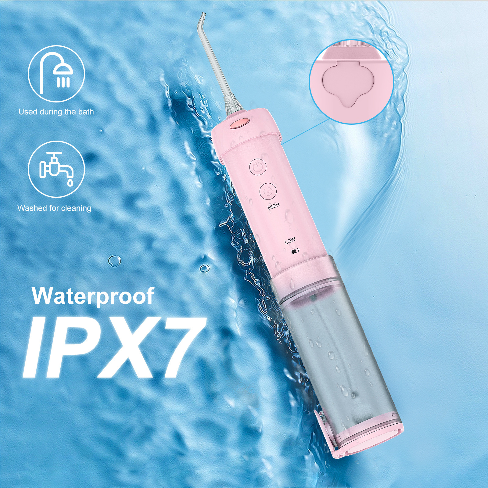 Oral Irrigator Detachable Water Flosser Portable Dental Water Jet Waterproof Teeth Cleaner 5 Nozzle 5 Modes UV IPX7 NEW