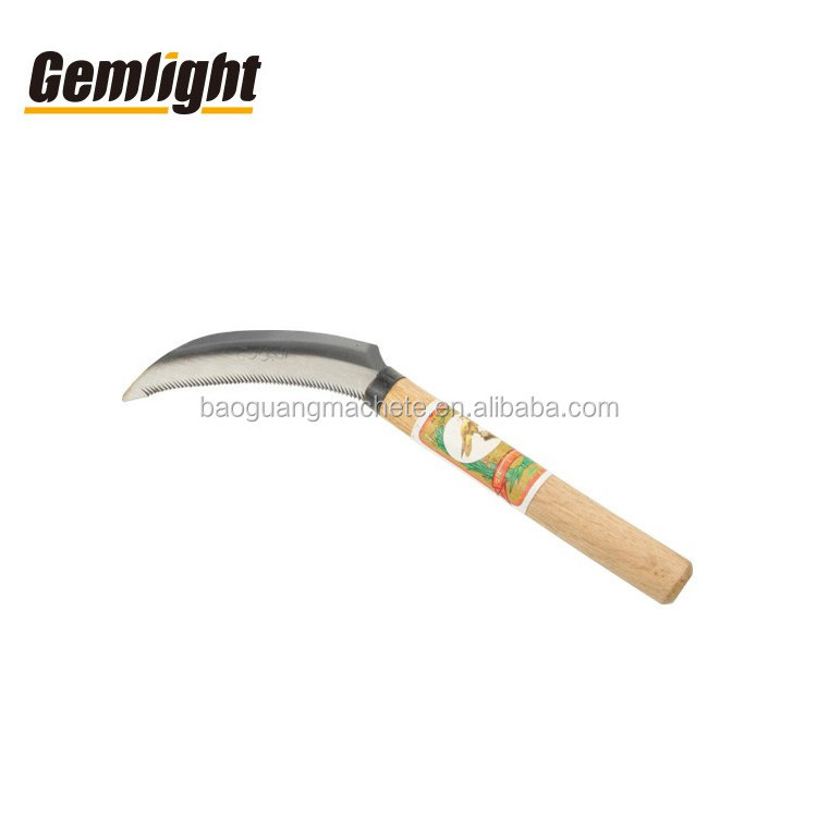 Customised Wholesale Grass Cutter Sickles Grass Sickle S1206 7.5 Inch with Small Wooden Handle