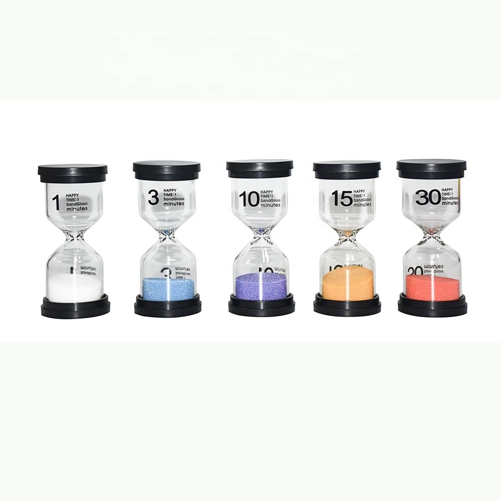 Novelty 15 30 60 Min Glass Sand Clock Sand Timer With ABS Cover Colorful Hourglass