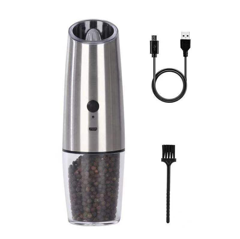 new arrival usb rechargeable automatic pepper mill grinder pepper powder multifunction stainless steel electric spice grinder