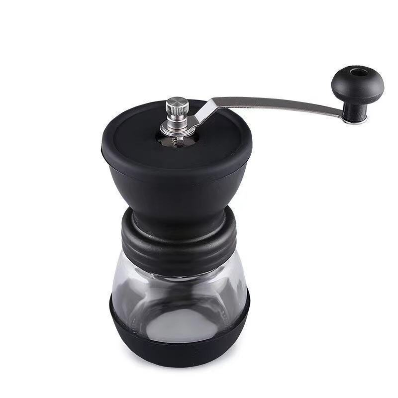 home kitchen custom manual glass coffee bean grinder portable handheld coffee grinder for espresso pour over Portable