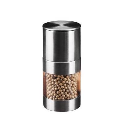 Kitchen Gadgets silver 201 stainless steel salt mill glass hand salt and spice mill set pepper grinder