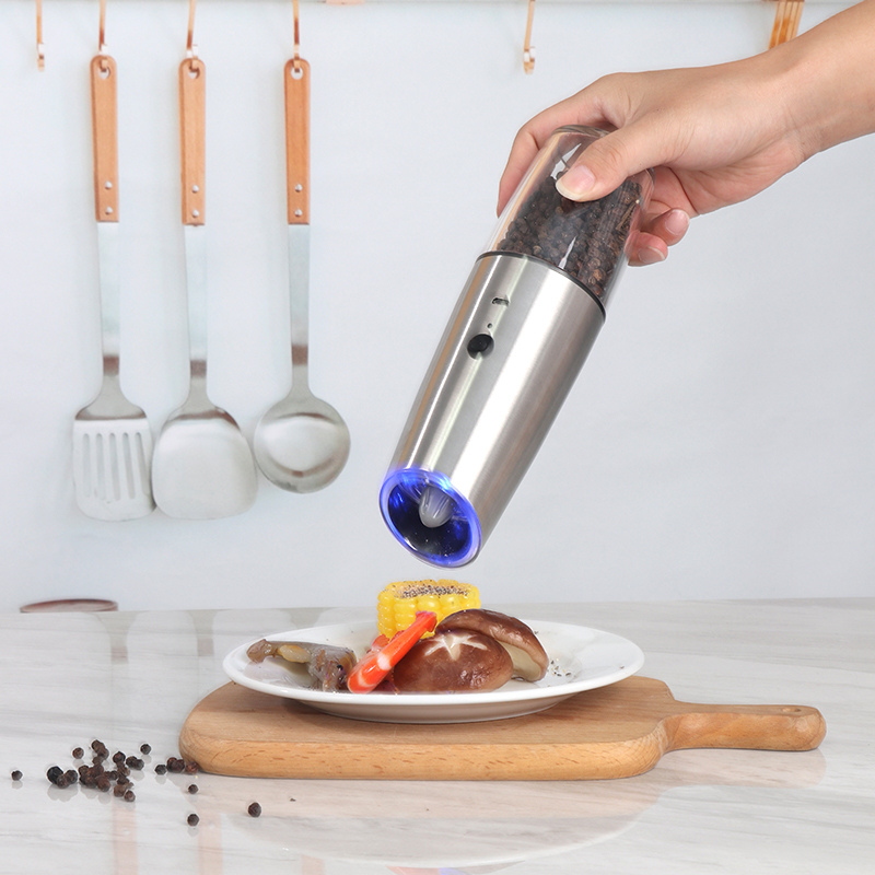 new arrival usb rechargeable automatic pepper mill grinder pepper powder multifunction stainless steel electric spice grinder