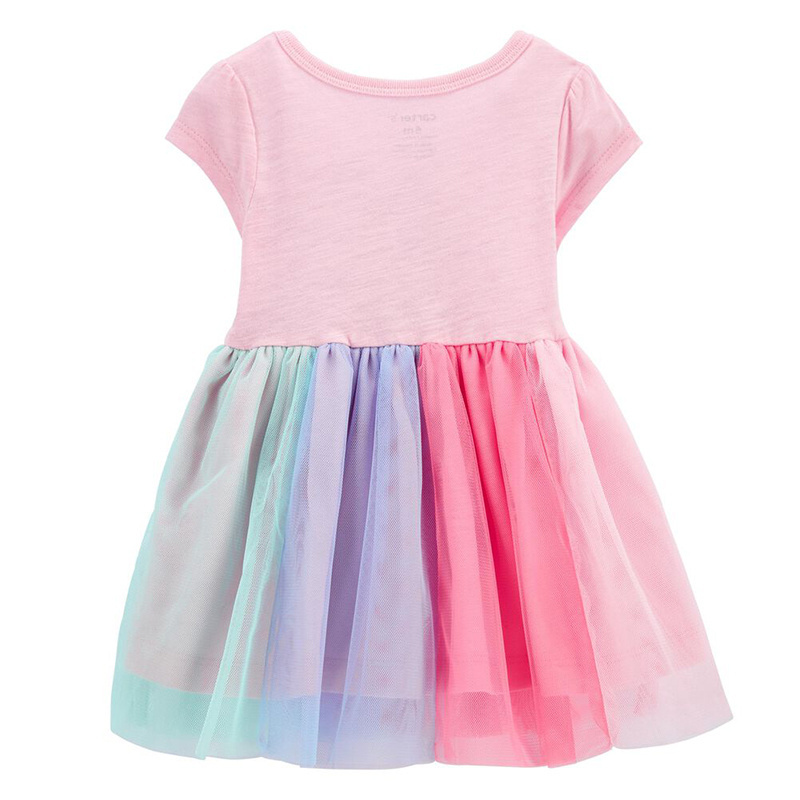 Butterfly Jersey Tutu Dress 2022 Spring Summer Wholesale Custom Girls Princess Dress Rainbow Mesh Dress