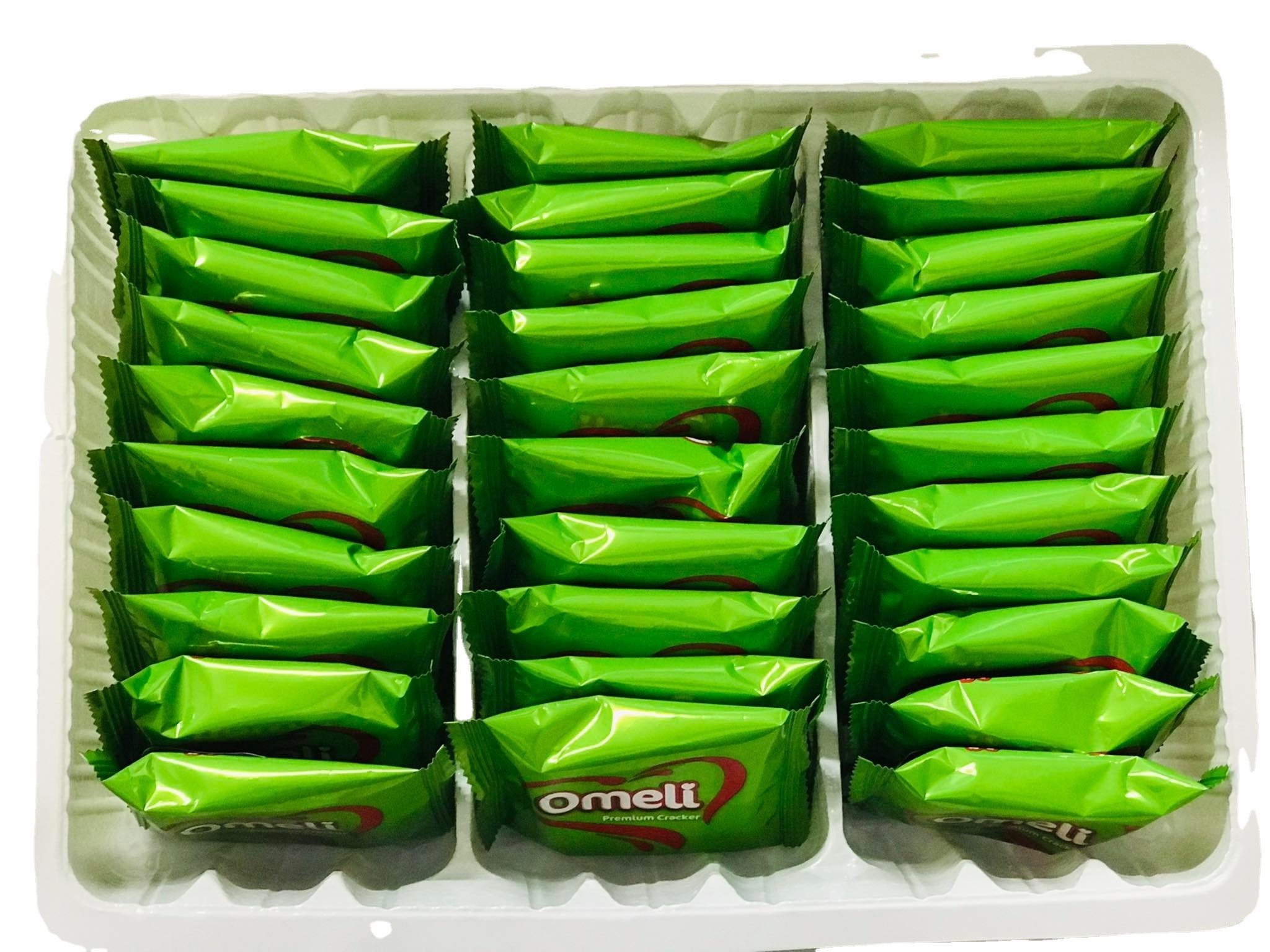 Premium Quality Omeli/ OEM Brand Thin Crispy Biscuit Cracker with potato flavour in green paper box design 288g Halal ISO