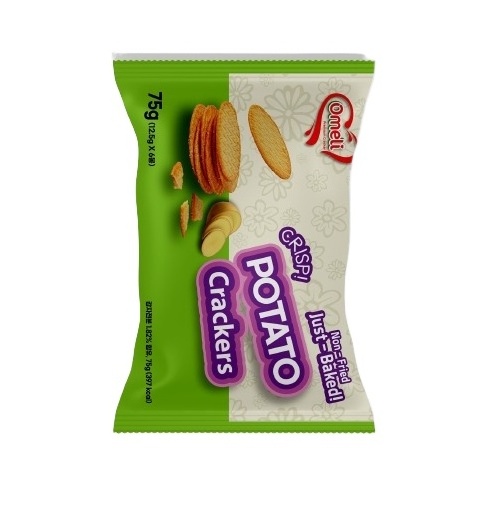 Premium Quality Omeli/ OEM Brand Thin Crispy Biscuit Cracker with potato flavour in green paper box design 288g Halal ISO