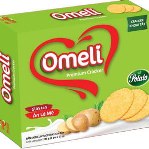 Premium Quality Omeli/ OEM Brand Thin Crispy Biscuit Cracker with potato flavour in green paper box design 288g Halal ISO