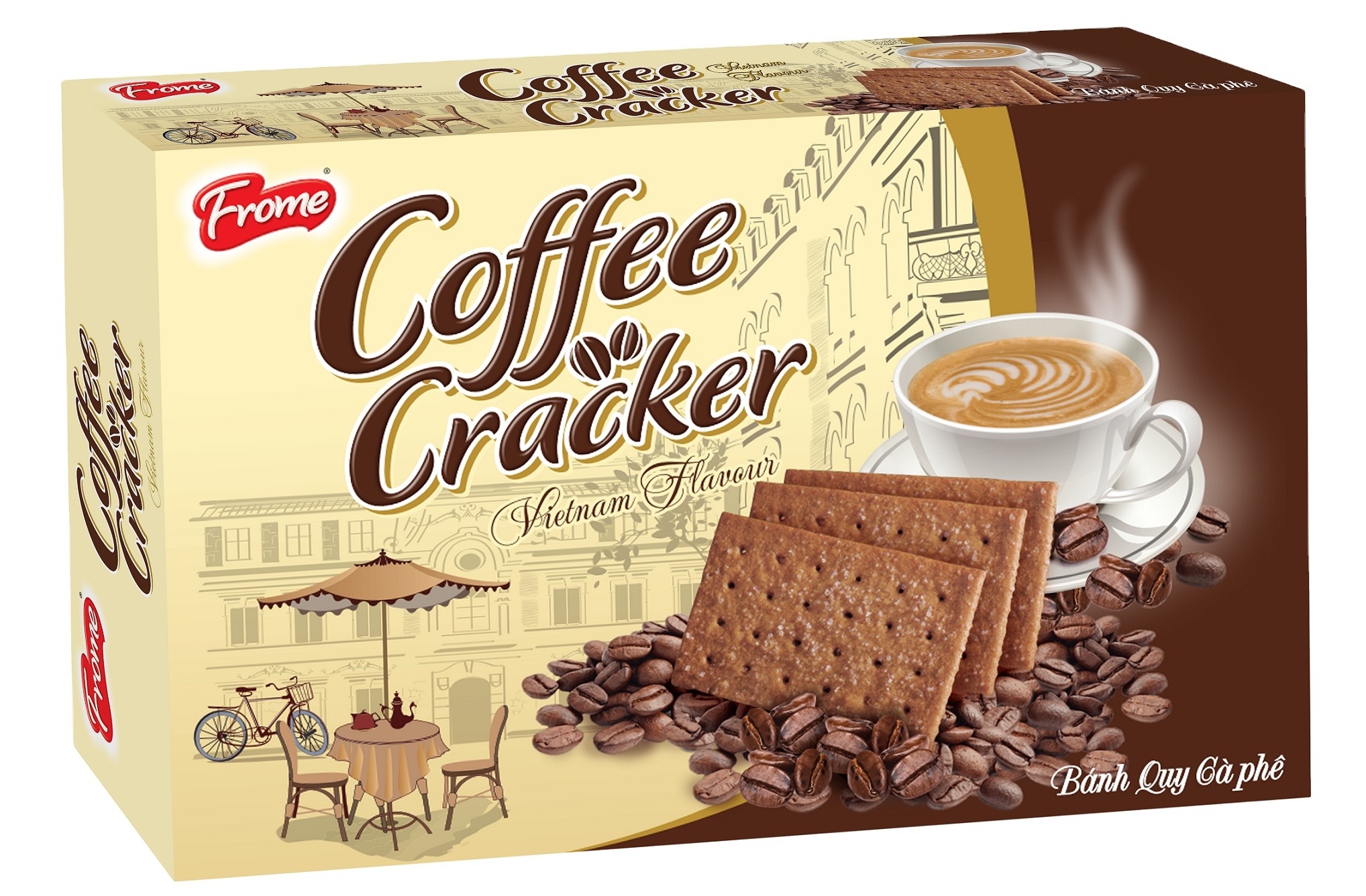 BEST QUALITY CRACKER COFFEE FLAVOUR 380GR BOX - DELICIOUS CRISPY TASTY THIN CRACKERS MADE IN VIETNAM