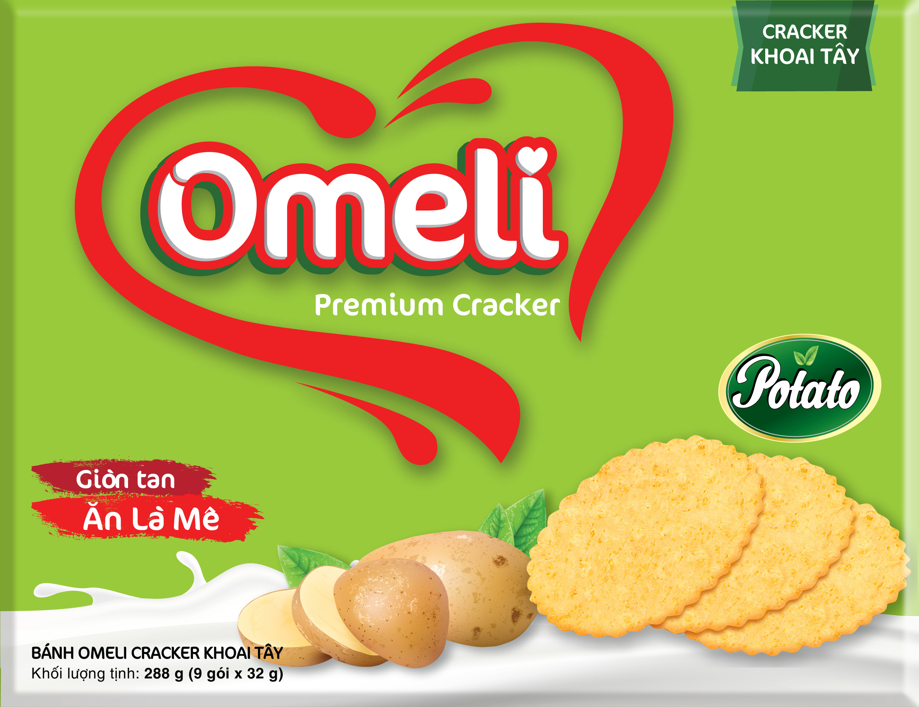 OMELI CRACKER Crispy Biscuit Cracker Crisp Biscuits Potatoes Cracker Wheat Flour, Potato Round Slide 0.12 Kg 100% TT Yellow 120g