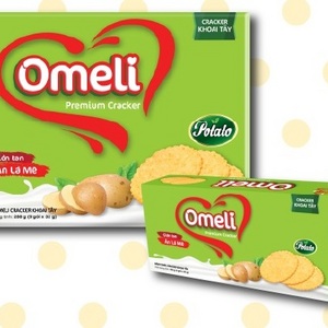 Premium quality International Standard Halal ISO Omeli/OEM Brand Crispy Biscuit Cracker Round Slide 288g box