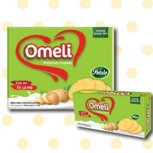 Wholesale Premium Quality Omeli/ OEM Brand Thin Crispy Biscuit Cracker potato flavour in paper box 288g Halal ISO - Export