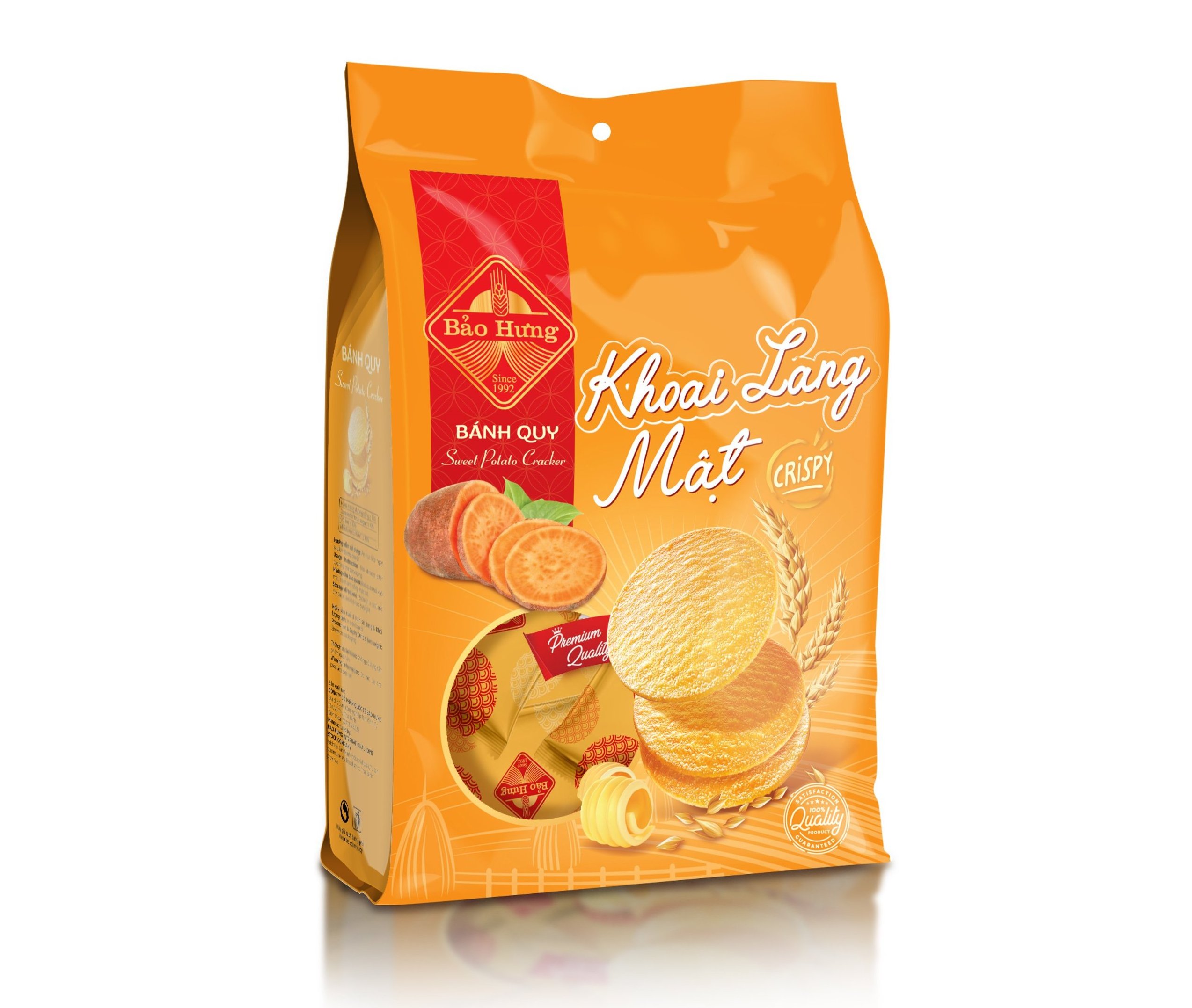 HIGH QUALITY BRAND BAO HUNG CRACKER SWEET POTATO FLAVOUR 230GR PLASTIC BAG - DELICIOUS CRISPY THIN CRACKERS MADE IN VIETNAM