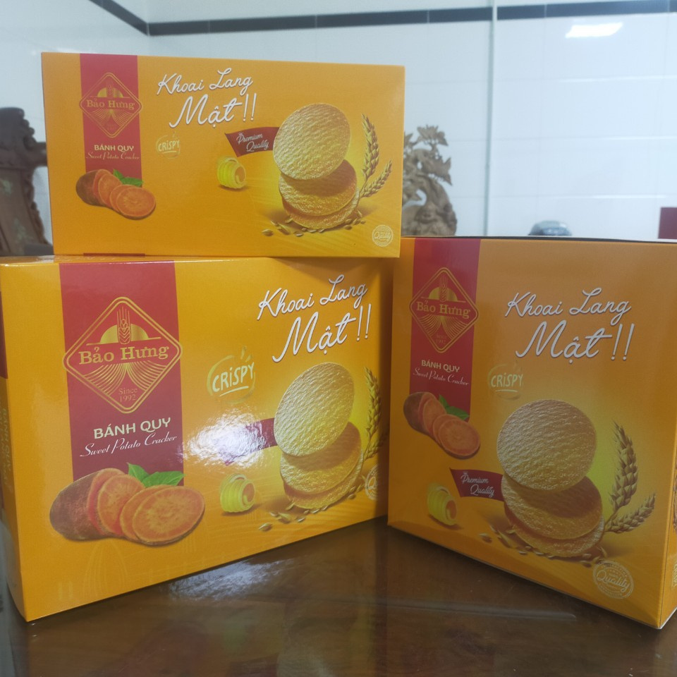 HIGH QUALITY BRAND BAO HUNG CRACKER SWEET POTATO FLAVOUR 368GR BOX - DELICIOUS CRISPY THIN CRACKERS MADE IN VIETNAM