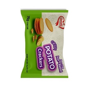 OEM Available Brand Crispy Thin Cracker Biscuits Potato Flavour Cracker in Plastic - 75g Yellow Sweet Fruit Fun Fruity Biscuits