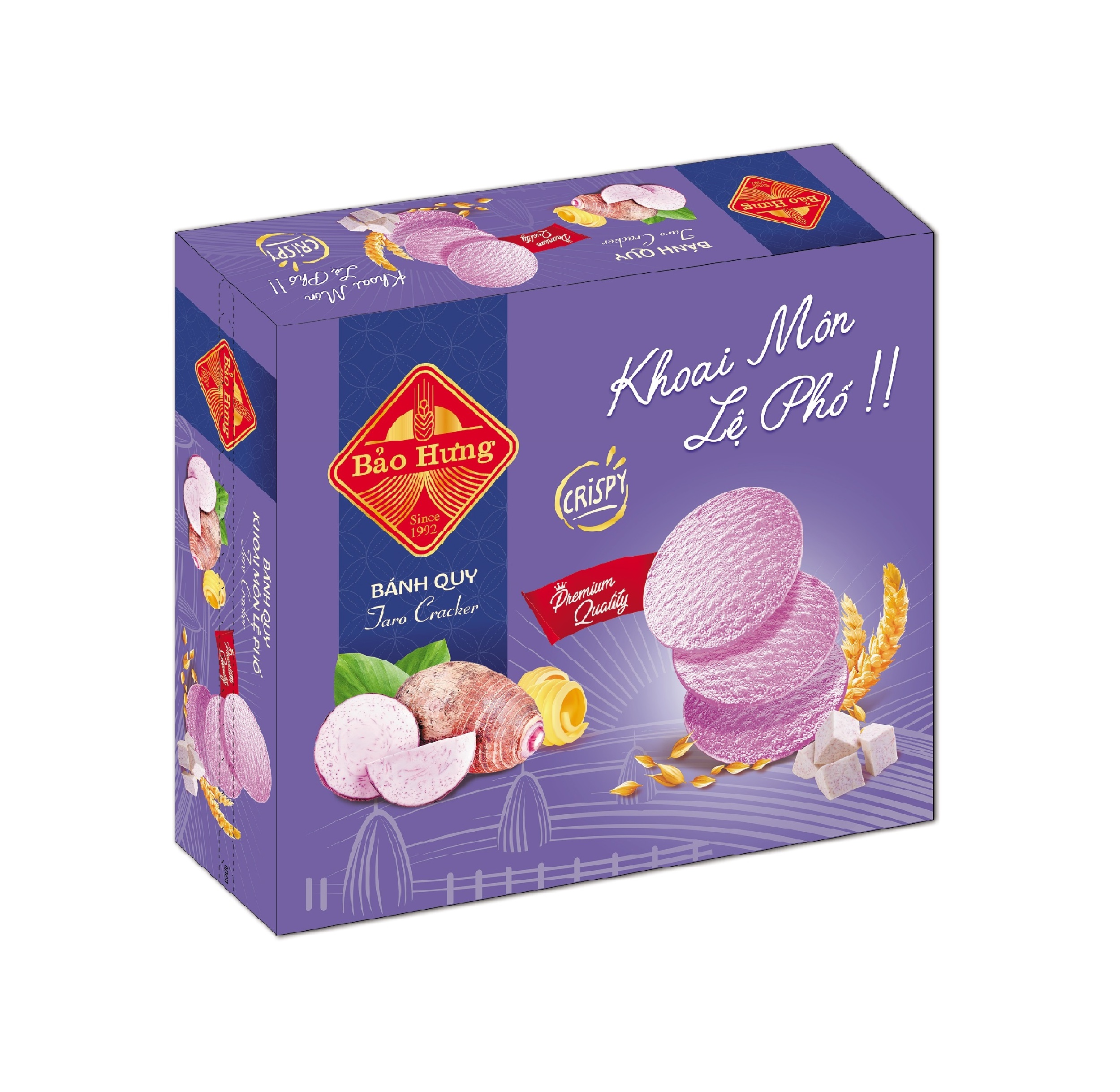 PREMIUM HIGH QUALITY BRAND BAO HUNG CRACKER TARO FLAVOUR 250GR - DELICIOUS CRISPY THIN CRACKERS