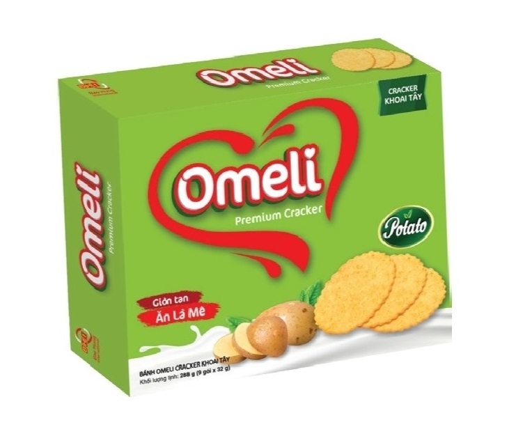 Premium Quality Omeli/ OEM Brand Thin Crispy Biscuit Cracker Potato Flavour in Box or Bag Halal ISO Export